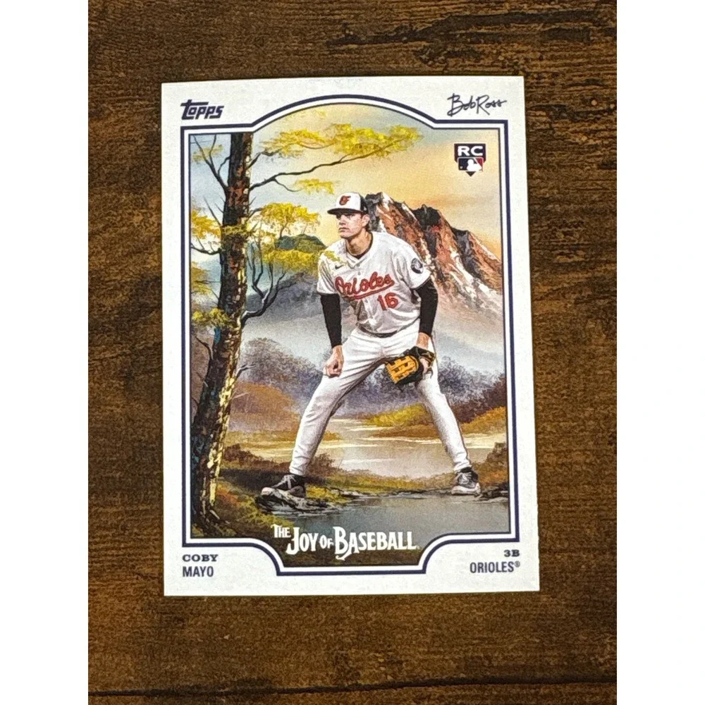 2025 Topps x Bob Ross Coby Mayo Rookie Card 91 Baltimore Orioles Joy of Baseball